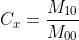 C_x = \\frac{M_{10}}{M_{00}}