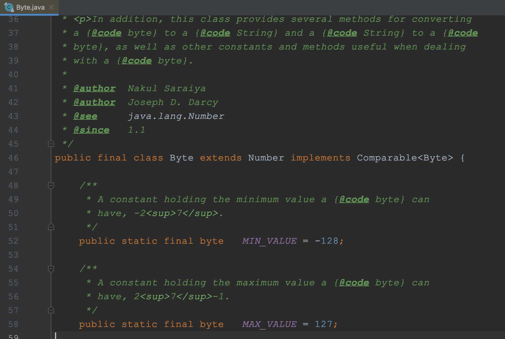 java.lang.Byte表示数据的范围