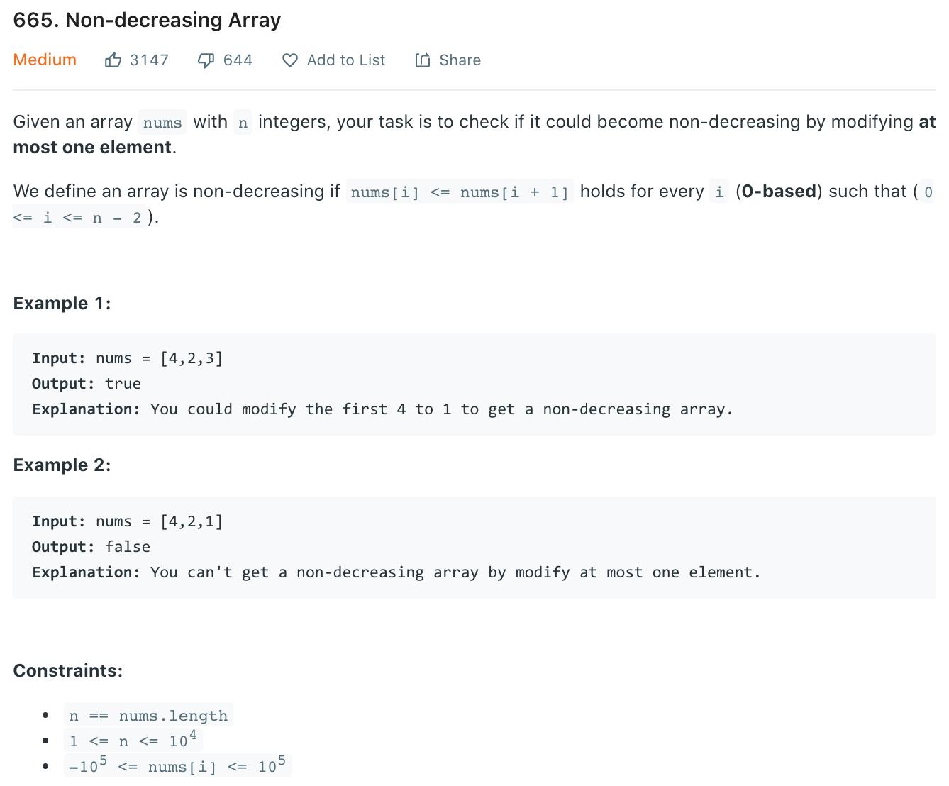 Non-decreasing Array