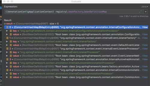 ((AnnotationConfigApplicationContext) registry).beanFactory.beanDefinitionMap