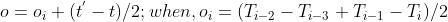 o=o_{i} +(t^{'}-t)/2;when,o_{i}=(T_{i-2}-T_{i-3}+T_{i-1}-T_{i})/2