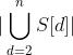 |\\bigcup_{d=2}^{n}S[d]|