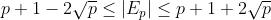 p+1-2\\sqrt{p}\\leq |E_p|\\leq p+1+2\\sqrt{p}