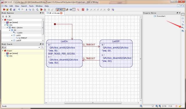 QM UML状态机建模实例之Blinky for cortex-m0