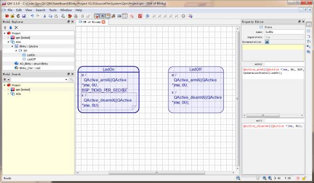 QM UML状态机建模实例之Blinky for cortex-m0