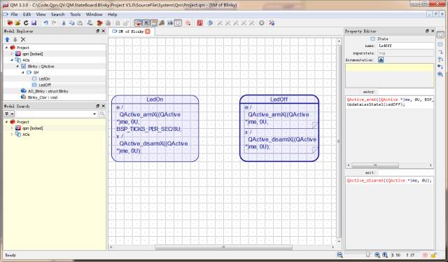 QM UML状态机建模实例之Blinky for cortex-m0