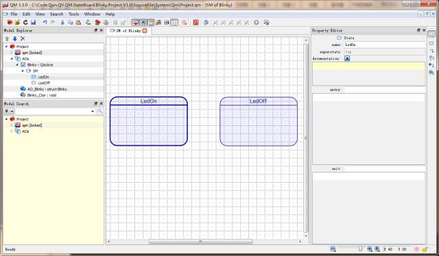 QM UML状态机建模实例之Blinky for cortex-m0