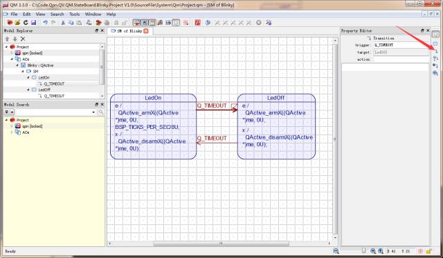 QM UML状态机建模实例之Blinky for cortex-m0