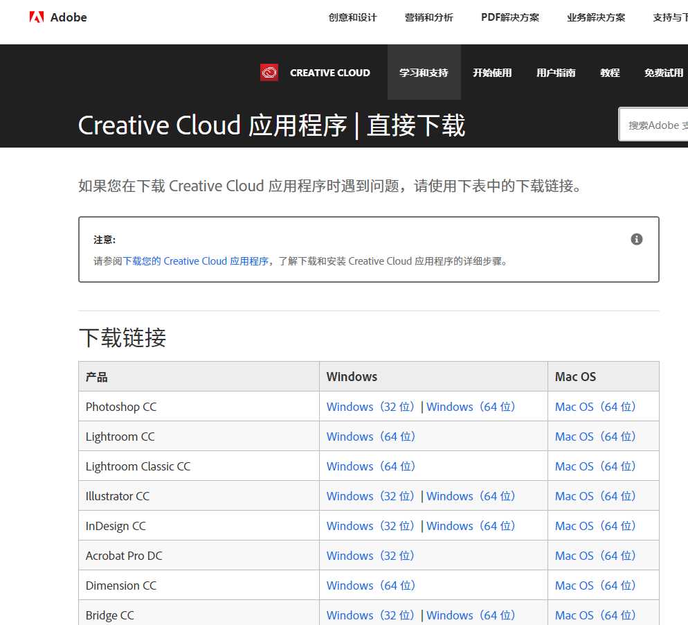 Creative Cloud 应用程序 | 直接下载