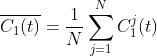 \\overline{C_{1}(t)}=\\frac{1}{N}\\sum_{j=1}^{N}C_{1}^{j}(t)