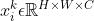 x_{i}^{k}\\epsilon \\mathbb{R}^{H\\times W\\times C}