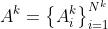 A^{k}=\\left \\{ A_{i}^{k} \\right \\}_{i=1}^{N^{k}}