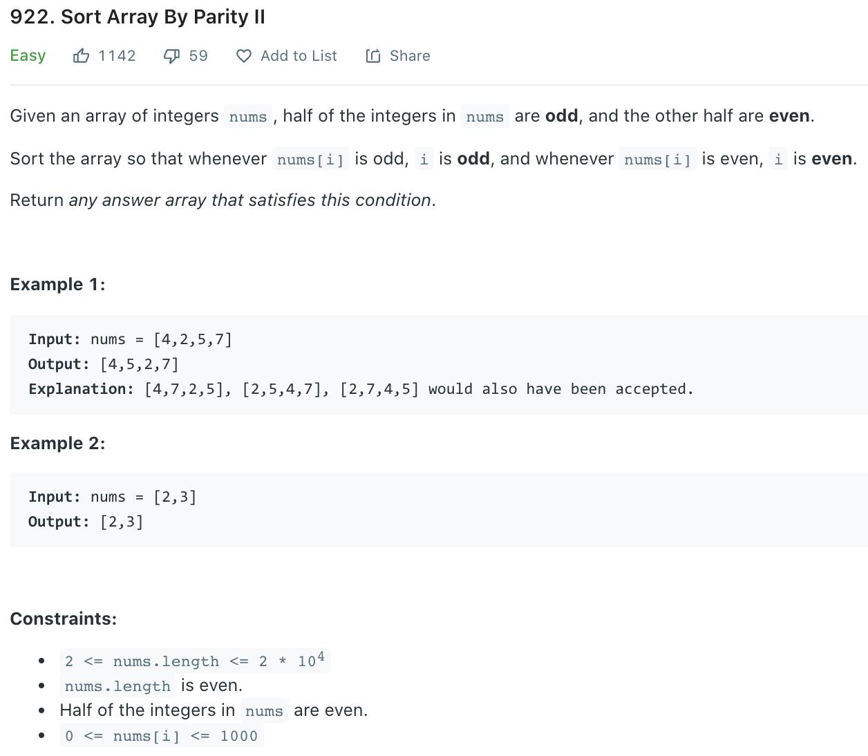 Sort Array By Parity II