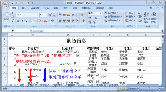 ▲ 图5.1  合并多个场地成绩包括队伍信息和预赛名单