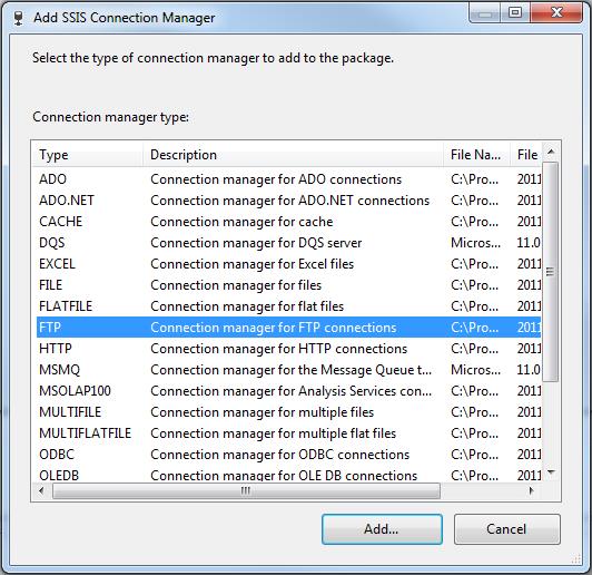 Add SSIS Connection Manager