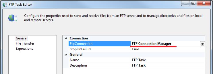 SSIS FTP Task Editor