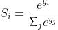 S_i=\\frac{e^{y_i}}{\\Sigma_j e^{y_j}}