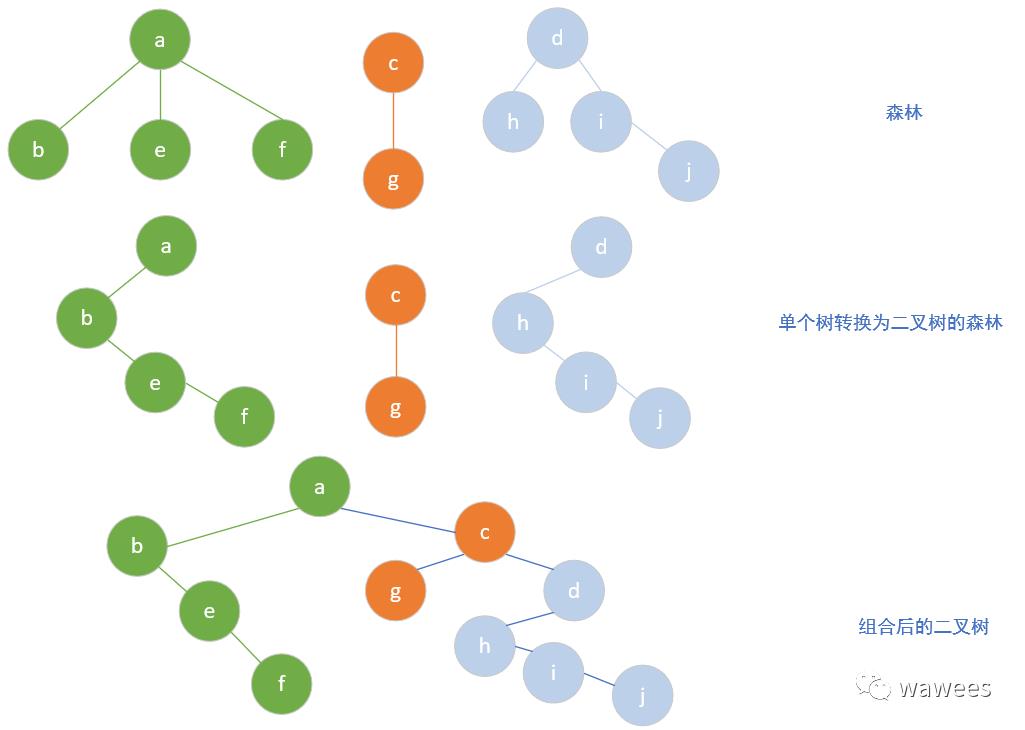 树、森林、二叉树的转换原理