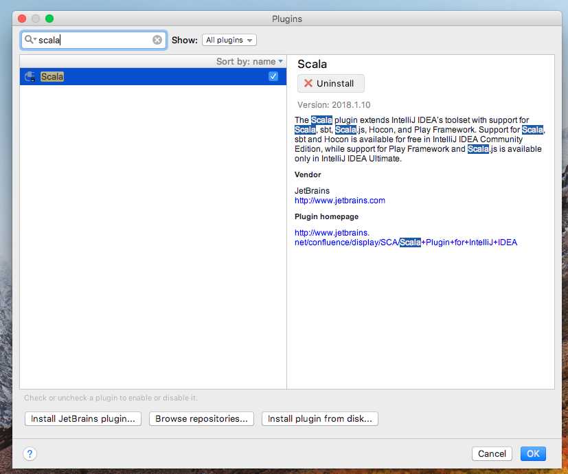 图1.3 搜索并安装scala插件