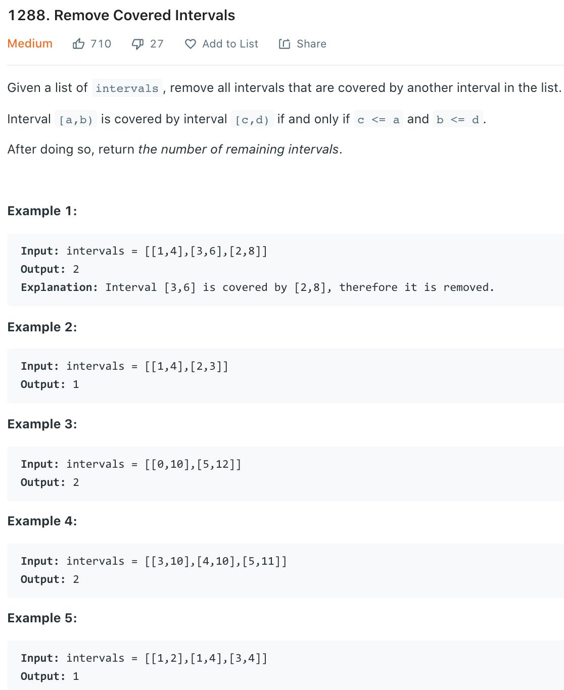 Remove Covered Intervals