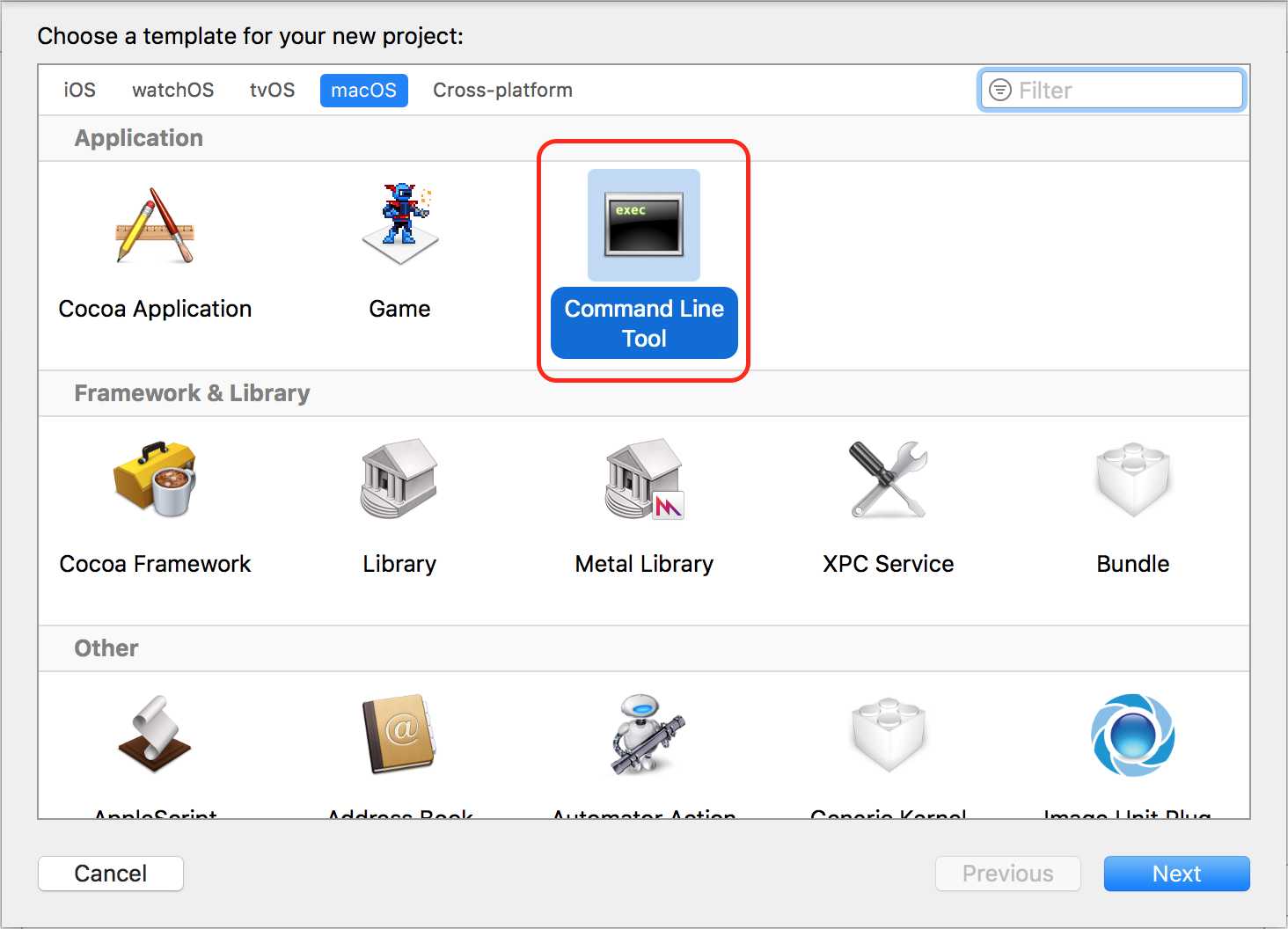 选择Command Line Tool