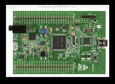 The STM32F4-Discovery 4 LEDs