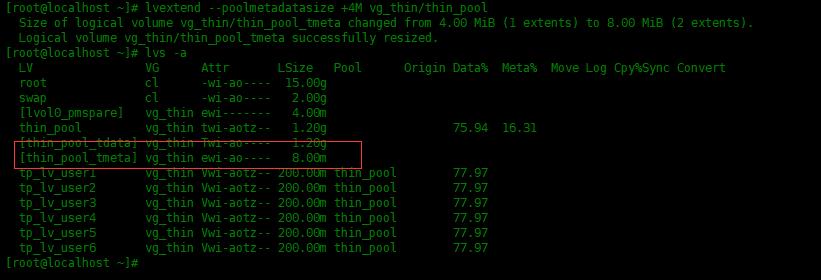 Centos8中创建LVM精简逻辑卷_元数据_10