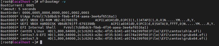 CentOS7中使用efibootmgr管理UEFI启动项_启动项_02