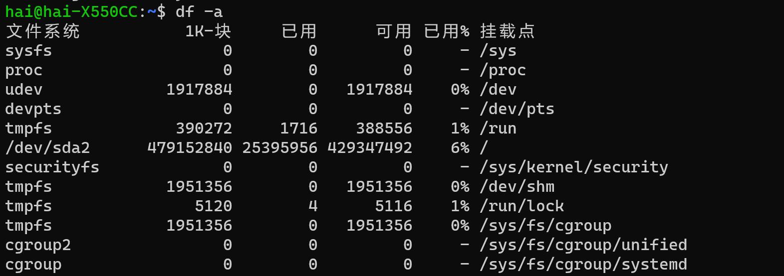 磁盘管理命令_du