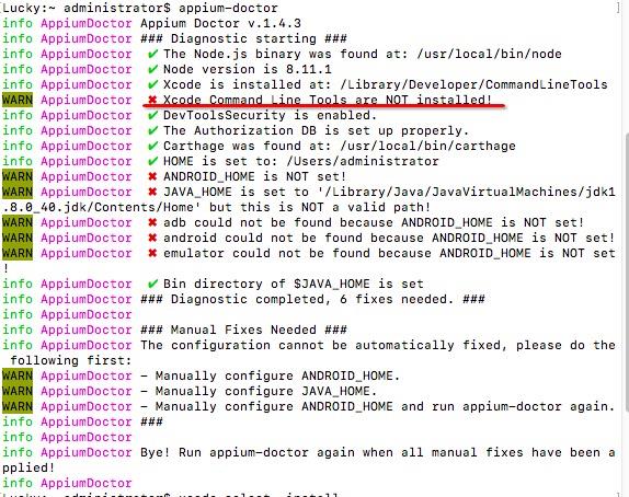 appium----【已解决】【Mac】环境配置提示“Xcode