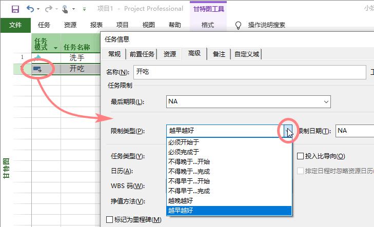 任务信息的高级选项（Project）_项目管理_02