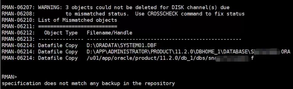 Oracle故障处理：Rman-06207&Rman-06214_RMAN-06208