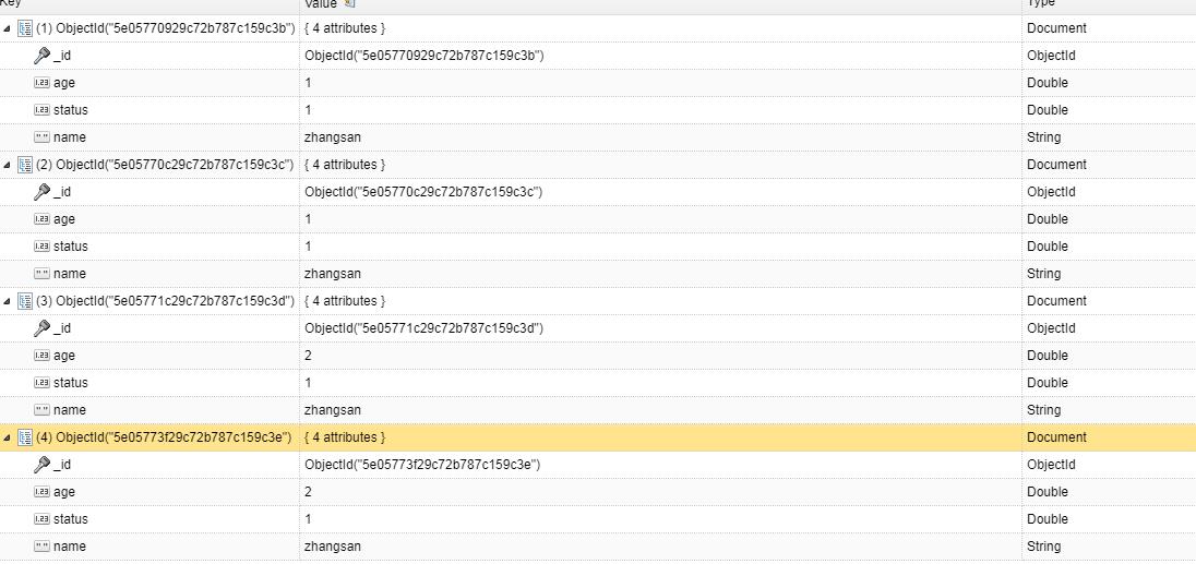 mongodb增删改查