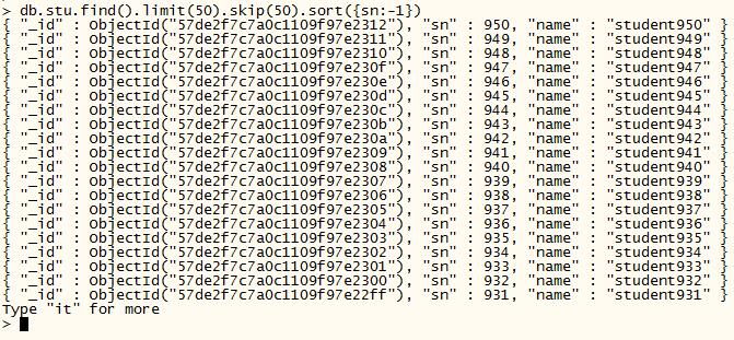 mongodb增删改查