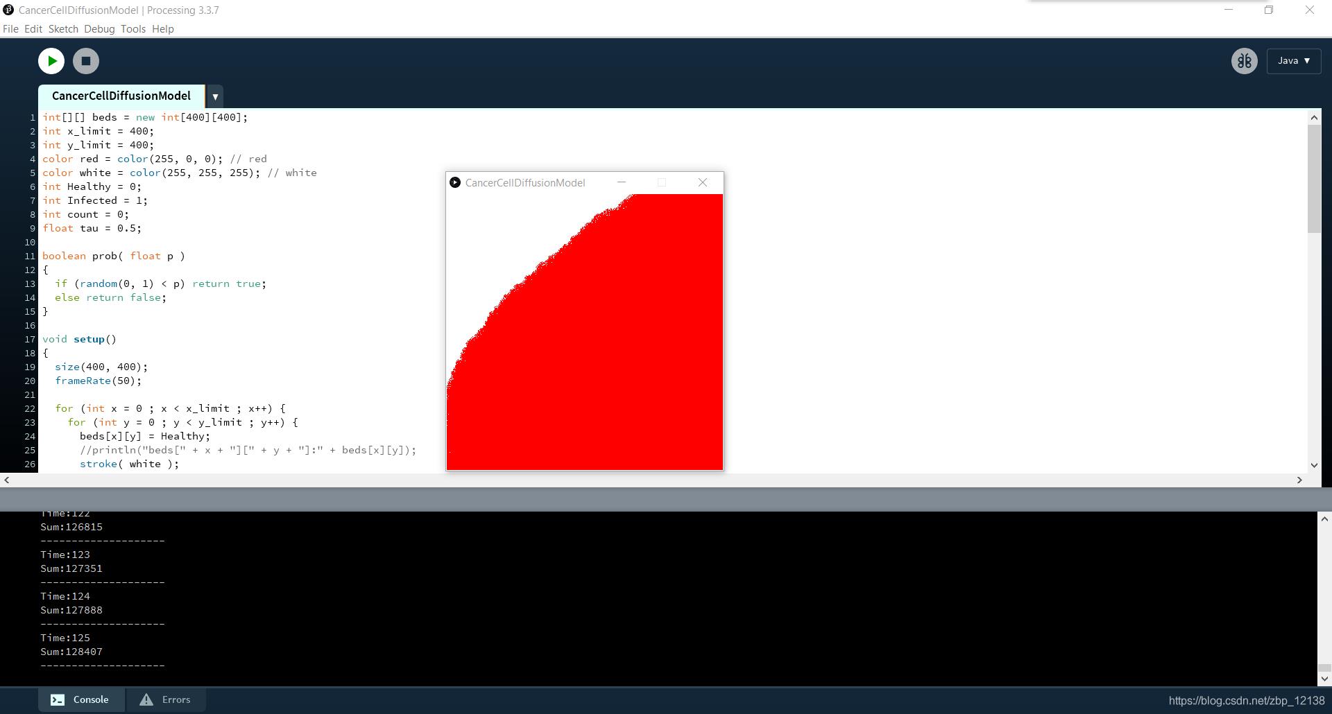 在processing里使用80行代码制作一个元胞自动机之癌细胞扩散模型_java_08